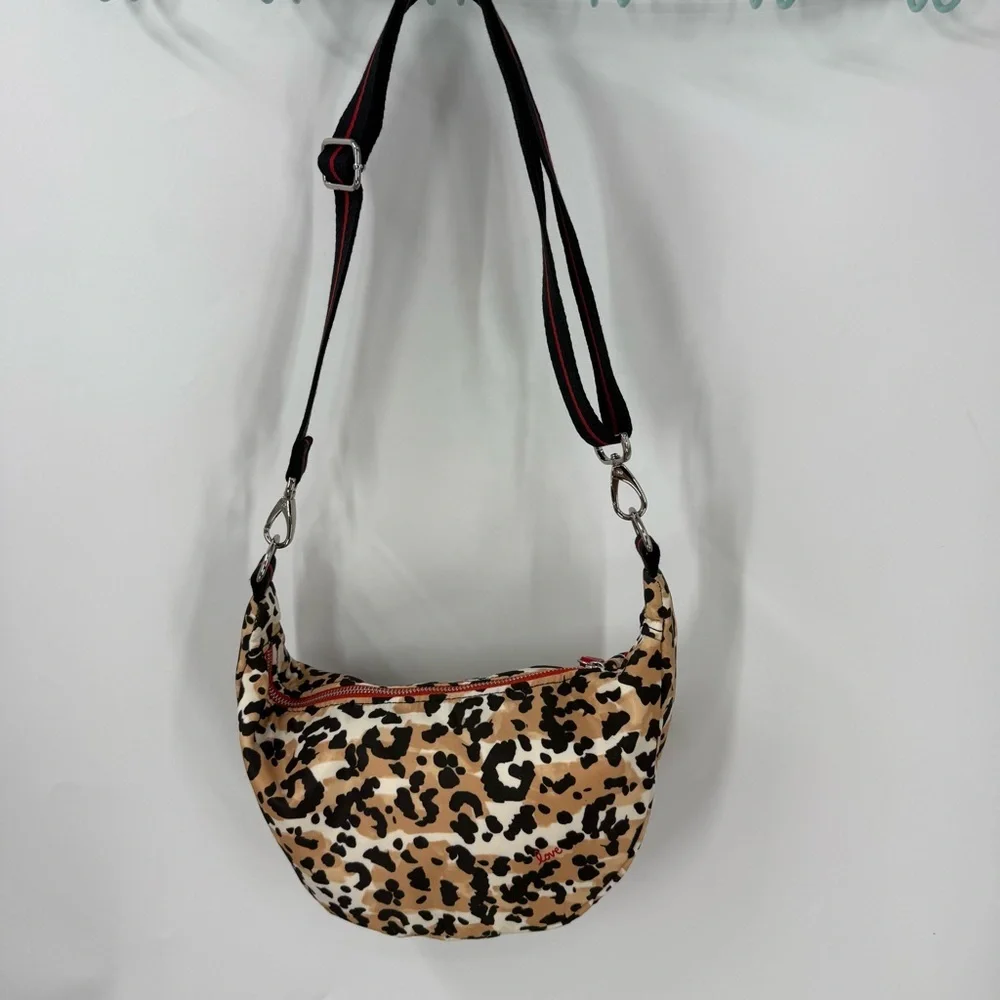 Brighton Spotted Love Swing Bag Leopard Print Crossbody Adjustable Strap OS